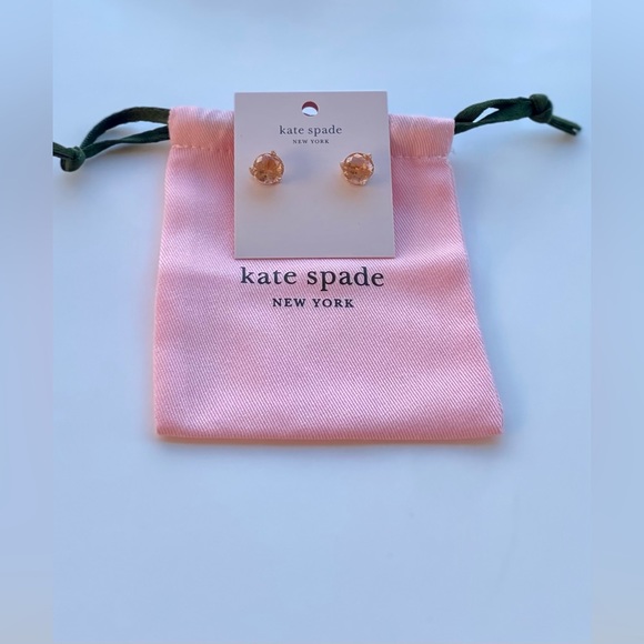 NEW - Kate Spade Light Peach Rise & Shine Brilliant Gumdrop Rose Gold Earrings - Picture 7 of 7